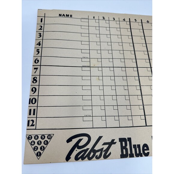 LOT OF 5 Pabst Blue Ribbon Beer Paper Advertisement on Bowling Score Sheet Vgt - Picture 5 of 8
